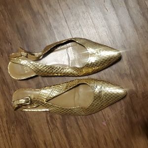 COPY - Stuart Weitzman Gold Slingback Flats! 7.5